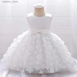Girl's Dresses Baby White Baptism Dress For Girls Summer Clothes Infant 1 Year Birthday Princess Party Dresses Flower Girl Wedding Costume 0-5Y L240311
