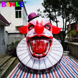 wholesale Customized Holiday Decorative Inflatable Evil Clown Head 6 meters high inflatables halloween ghost with LEDs Entrance Decoration