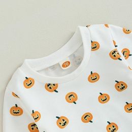 Clothing Sets Toddler Girls 2 Piece Outfit Halloween Pumpkin Print Long Sleeve Sweatshirt And Elastic Pants Set Baby Fall Clothes