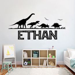 Personalized Name Custom Wall Decal Jurassic Park Dinosaur Vinyl Stickers for Boys Bedroom Decoration Art Fashion Poster287o