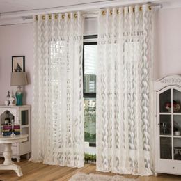 Curtain & Drapes Jacquard Feather Sheer Curtains White 1 Panel Jinya Home Decor Elegant Window Screens For Kids Bedroom Door Livin2577