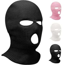 Warm Head Cover For Men's Skiing And Cold Cycling Three Hole Knitted Hat, Sports Mask, Winter Face Mask 654188