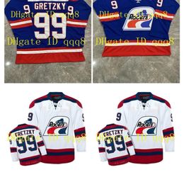 99 Wayne Gretzky WHA Racers Jersey Blue White 197879 Vintage Stitched any number name Retro Hockey Jersey6934117