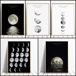 Minimalist Luna Wall Art Moon Phase Canvas Posters and Prints Abstract Painting Nordic Decoration Pictures Modern Home Decor300c