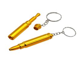 Golden Bullet shape with Key Chain Metal Pipe Tips Cleaner Accessory 69mm Smoking Tabacco Pipe Cigarette Grinder one Hitter Bat9005037