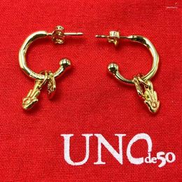 Stud Earrings 2024 UNOde50 Selling Spanish Fashion Trend High Quality Palm Hanger Women's Romantic Jewelry Gift Bag With