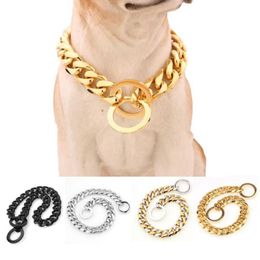 24-32 Inch Stainless Steel Slip Pet Dog Chain Heavy Duty Training Choke Chain Collars for Large Dogs Adjustable Safety Control Gol256V