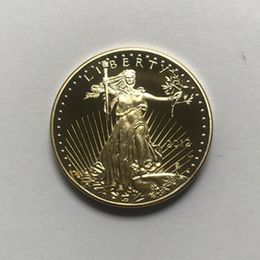 10 pcs non magnetic dom eagle 2012 badge gold plated 32 6 mm commemorative american statue liberty drop acceptable coins233m