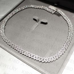 Coutom 8mm Necklace Hip Hop Men Jewelry Iced Out Baguette Cut Vvs S925 Silver Sterling Moissanite Diamond Cuban Chain