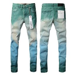 Jeans da uomo di design viola Jeans di marca American High Street Heavy Industry Gradiente adesivo in PU verniciato a spruzzo 9047