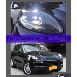 Car Light Assembly Led Daytime Lights For Cayenne Headlight 2011-18 Porsche Drl Turn Signal High/Low Beam Angel Eye Projector Lens D Dhhda