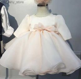 Girl's Dresses Long Sleeve Baby Girl Dress Baptism Dresses for Girls 1st year birthday party wedding Gown Christening baby infant clothing L240313
