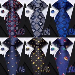 Bow Ties Hi-Tie Designer Christmas Tie For Men Elegant Mens Xmas Necktie Pocket Square Cufflink Groom Wedding Accessory Wholesale