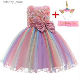 Girl's Dresses Newborn Baby Girls Dress Summer Infant Unicorn Party Dress 1st Birthday Dress For Baby Girls Princess Dresses Wedding vestidos L240315