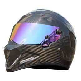 Motorcycle Helmets Brand Carbon Fibre Fl Face Helmet Carting Locomotive Personality Motocross Car Road Racing Capacete Drop Delivery Dhjoy