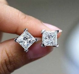 Stud Earrings Huitan Gorgeous Princess Cut Cubic Zirconia For Women Simple And Elegant Female Accessories Fashion Jewellery