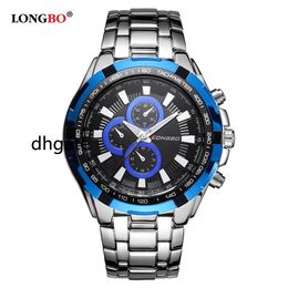 LONGBO Men Quartz Watches Fashion Stainless Steel Band Man Sports Watch Business Male Wristwatches
