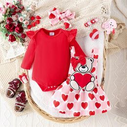 Clothing Sets Toddler Baby Girls Christmas Outfit Long Sleeve Ruffle Tops And Suspender Skirt Fall Winter Clothes