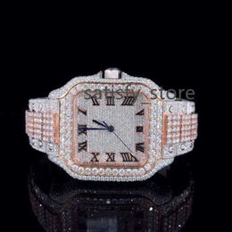 Moissanite Iced Out Hip Hop Square Roman Dial Premium Bust Down Ready To Ship