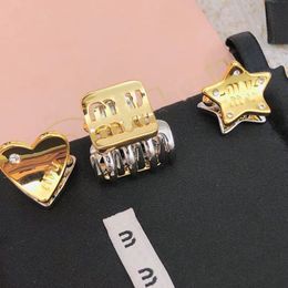 luxury m brand love heart cute star designer clamps hair clip pins barrettes girls letters silver gold hair clips hairpins headband 3pcs in one set