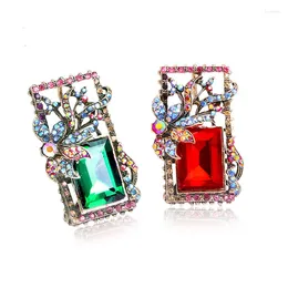 Brooches Vintage Women's Brooch Rectangular Rhinestone Crystal Flower Fashion Clothing Accessories Jewellery Wholesale