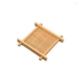 Tea Trays Bamboo Heat Insulation Saucer Coffee Cup Mat Kitchen Accessories Placemat Holder Dish Pot Pad Square Decor