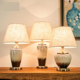 Table Lamps American Ceramic Lamp Modern Study Room El Living Cloth Cover Simple Decoration Bedside Porcelain