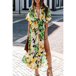 Designer Women's Fashion Dress Summer Womens New Sexy High Waist Fashion Printed Split Dress for Women Leisure Beach Skirt woman dresses models women clothes0OEX