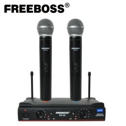 Microphones Freeboss KU22N 50M Working Range Dual Channel 2 Handheld Mic Transmitter Professional Karaoke UHF Wireless Microphone System