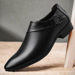 Men PU Leather Shoes Formal Dress for Male Plus Size Party Wedding Office Work Slip on Business Casual Oxfords 240229