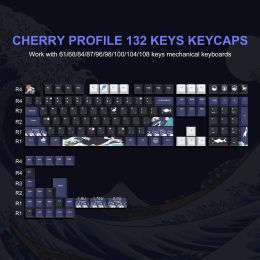 Accessories 132 Keys DYESub Custom PBT Keycaps Cherry Profile Keycap Great Wave Japanese Keycap for Gateron MX Switches Mechanical Keyboard