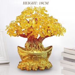 Crystal Fortune Tree Ornament Wealth Chinese Gold Ingot Tree Lucky Money Tree Ornament Home Office Decoration Tabletop Crafts Y200223A