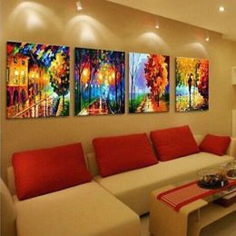 Whole cheap Abstract 100% hand-painted Art Oil Painting Wall Decor canvas 4pc set317c