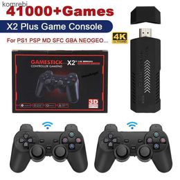 Game Controllers Joysticks NEW X2 PLUS Video Game Stick 1080P Console 2.4G Double Wireless Controller 41000 Games 128GB Retro Games for PSP PS1 FC Boy Gift 24312 L24312