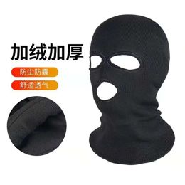 Velvet Hat For Warmth, Men's Exposed Eyes, Winter Cycling, Cold Protection Face Mask, Hood With And Three Holes 152882