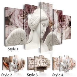 Unframed 5 Panels Lovely Angel Wall Art Decorative Paintings Canvas Print for Living Room Painting No Frame 301Y