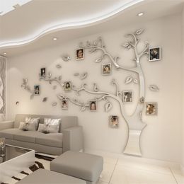 Wall Stickers Tree Po Frame Sticker DIY Mirror Wall Decal Home Decoration Living Room Bedroom Poster TV Background Wall Decor 2240N