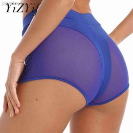 Women's Shorts Sports Shorts Polyester Cheer Booty Dance Shorts See-through Mesh Gym Workout Skinny Short Pants Summer ldd240312