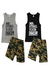 Baby boys outfits children letter print topCamouflage shorts 2pcsset 2019 summer fashion Boutique kids Clothing Sets C63361707010