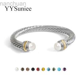 Bangle YYSuniee 18K Gold Plated Bangle Inspired Designer Twisted Cable Wire Cubic Zirconia Cuff Bracelets Jewellery for Women Gift ldd240312