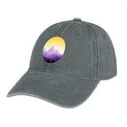 Berets Enby Range Circle (Subtle Non-Binary Flag Landscape) Cowboy Hat Rugby Golf Men's Caps Women's