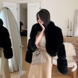 Full Finnish Winter New Skin Fox Fur Grass Women's Coat Standing Collar Youth Fashion Short Stature 6404