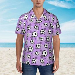 Men's Casual Shirts Soccer Ball Summer Shirt Men Beach Goal Purple Short Sleeves Comfortable Custom DIY Classic Oversized Blouses