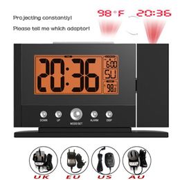 Baldr LCD Digital Display Indoor Temperature Time Watch Backlight Wall Ceiling Projection Snooze Alarm Clock with Adaptor259w