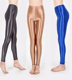 Yoga Outfit Transparent Glossy Pantyhose Leggings Smooth Seamless Sexy Tight Pants Women Gym Clothing Fu Length2464198