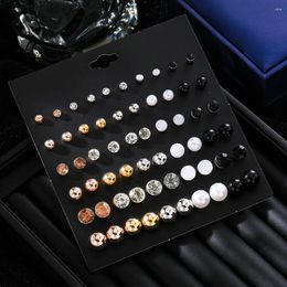 Stud Earrings Metal Earring Set Korean Piercing For Women Round Shape Crystal Pearl Fashion Jewelry