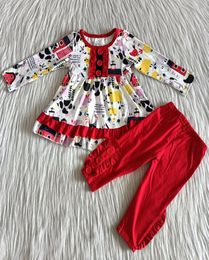 Fashion baby girl designer clothes boutique kids clothing sets milk silk farm print toddler girl clothes cute baby outfits1999338