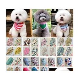 Dog Apparel Whole 100Pcs Lot New Mix 50 Colours Adjustable Puppy Pet Bandana Collar Bandanas Cotton Most Fashionable274V