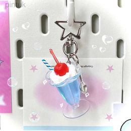 Keychains Lanyards Cute Ice Cream Star Keychain for Phone Case Simulated Food Fruit Dessert Cake Cup Key Chain Bag Pendant Gift for Women Girls ldd240312