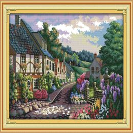 The Mediterranean Courtyard garden decor painting Handmade Cross Stitch Embroidery Needlework sets counted print on canvas DMC 14331V